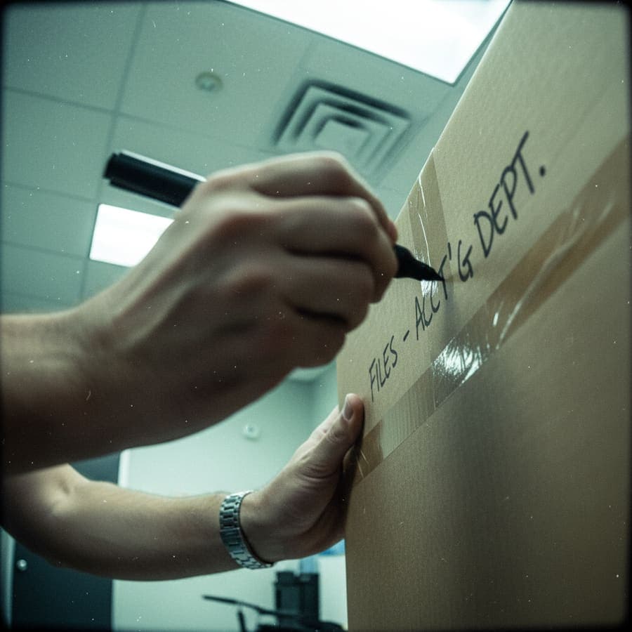 Power sweeper clearing warehouse yard at dawn during scheduled route