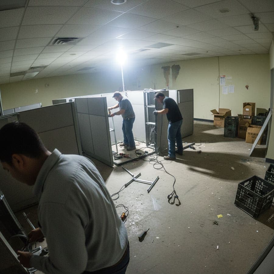 Sealcoat application on commercial parking lot during weekend closure